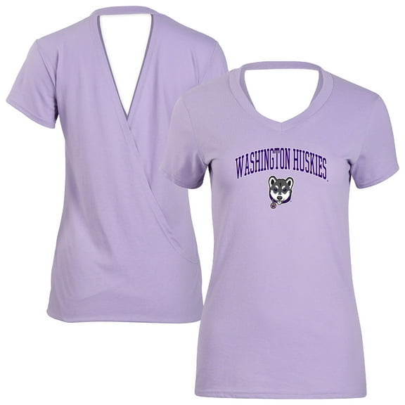 Women's Lavender Washington Huskies Bella Crossover Back V-Neck T-Shirt
