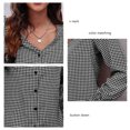 thumbnail image 4 of Camisa con cuello en V para mujer, manga larga con botones y linterna, camisa de manga larga con botones, durabilidad extendida, 4 of 5