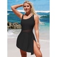 thumbnail image 4 of Charmo Side Split Swimsuit for Womens Mesh One Piece Swimwear Tummy Control Modest Swimdress Bathing Suit, 4 of 6