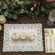 Efavormart 100 Pack Rectangle White Paper Doilies, Food Grade Lace Paper Placemats - 14L X 10W