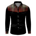 thumbnail image 2 of Camisas s Para Hombre Manga Corta Camisa de manga larga con botón de solapa y bloque de color a cuadros informal a la para hombre (Black, L), 2 of 5