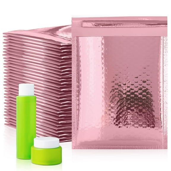 Rose Gold Metallic Bubble Mailers, Padded Waterproof, 250 Count, 5 x 9 in