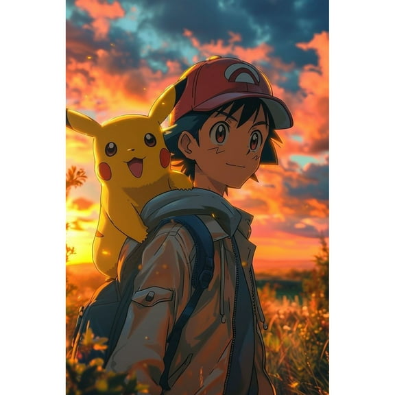 Pikachu Diamond Painting Set (for Adults) 5D DIY Anime Diamond Art Set (for Beginners) Round Full Diamond Diamond Painting Gem Art Crafts (Home Wall Decoration Gift)