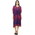 thumbnail image 6 of Bimba Womens Designer Printed Caftan With Pom-Pom Beach Covery Up Chic Kaftan Dress, 6 of 7