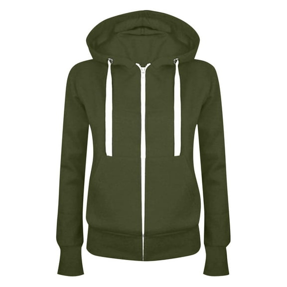 XIAONU Hoodies For Womens Solid Color Zippered Drawstring Hoodie Oversized Trendy Pleasure Sweatshirt With Pockets