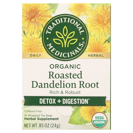 Traditional Medicinals  Organic Roasted Dandelion Root  Tea Bags  16 Count