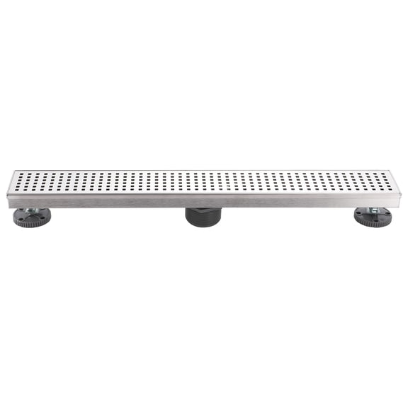 Stainless Steel 36 in. Linear Shower Drain, Geometric Square Grate, 304 Stainless Steel, Debris Basket Included