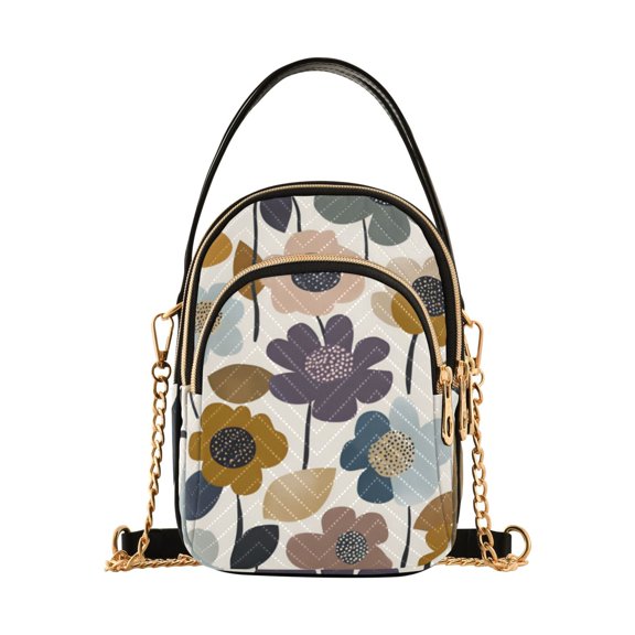FORMRS Crossbody Bag for Women Quilted Travel Shoulder Cell Phone Purse with Chain Strap Handbag, Colorful Floral