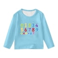 thumbnail image 4 of Girls Tops Kids Unisex Long Sleeve Number Print Graphic Tee Casual Girls Clothes Sky Blue 13-14 Years, 4 of 4
