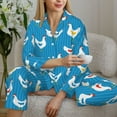 thumbnail image 4 of Goofa Cartoon Chicken Printed Women’s 2 Piece Pajama Set Super,Pajamas Women's Long Sleeve Sleepwear Soft Button Down Loungewear Pjs Lounge Set Nightwear-Large, 4 of 9