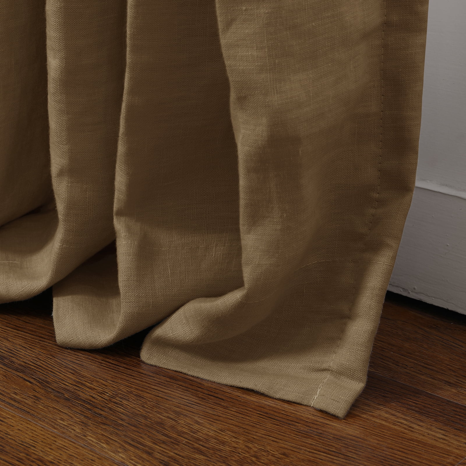 TWOPAGES Light Filtering Curtain 100% Linen Drape Pinch Pleat Window Treatment, 1 Panel, 52"x108", Chocolate