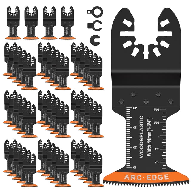 Grusce 50Pcs Oscillating Saw Blades High Carbon Steel 44MM Arc Edge Multitool Blades Sharp Wear Resistant Oscillating Blades Fast Cutting Saw Blades for Cutting Wood Plastic Metal
