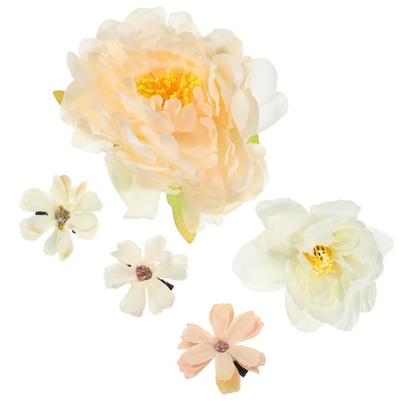 5pcs Flower Hair Clips Fake Flowers for Hair Flower Hair Accessories for Women and Girls Orange White
