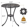 thumbnail image 3 of Kojooin Round Garden Side Table, Cast Aluminum Outdoor Coffee Table with Floral Pattern for Patio, Balcony or Poolside, 3 of 9