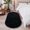 thumbnail image 5 of ZENELESS Oval Plush Fluffy Carpets for Living Room, Anti-Skid Fuzzy Comfy Rug for Bedroom, 2.6 x 5.3ft Black, 5 of 7