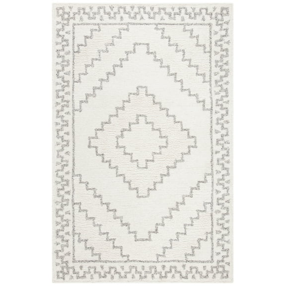 SAFAVIEH Casablanca Lidija Geometric Area Rug, Ivory/Grey, 4' x 6'