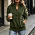 thumbnail image 6 of Tqcoqu Women's Corduroy Buttoned Stand Collar Sweatshirt,Oversized Long Sleeve Casual Tops with Kangaroo Pocket,2026 Fall WinterTrendy Clothes,Army Green Women's S-XXL, 6 of 9