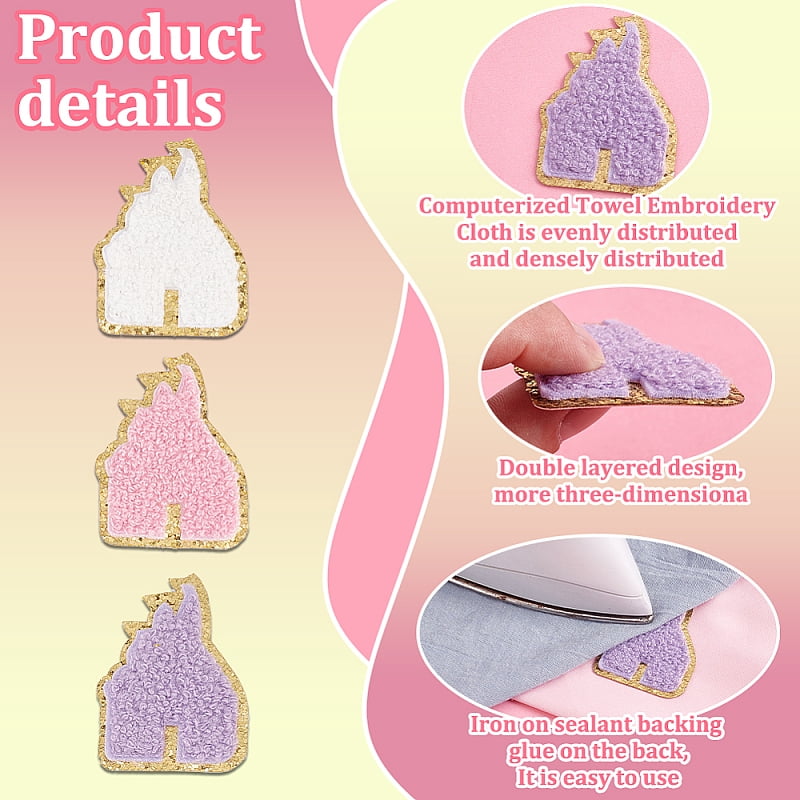 30Pcs 30 Styles Towel Cloth Computerized Embroidery Cloth Iron On/Sew On Patches with Back Adhesive & Golden Edge Costume Accessories Appliques