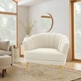 thumbnail image 3 of Andeworld Upholstered Accent Chair with Gold Metal Legs (Beige), 3 of 7
