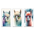thumbnail image 2 of Designart "Cool Alpaca with Sunglasses Watercolor Style I" Animals Llama Framed Wall Art Set Of 3 - Blue Llama Frame Gallery Wall Set For Home Decor, 2 of 6