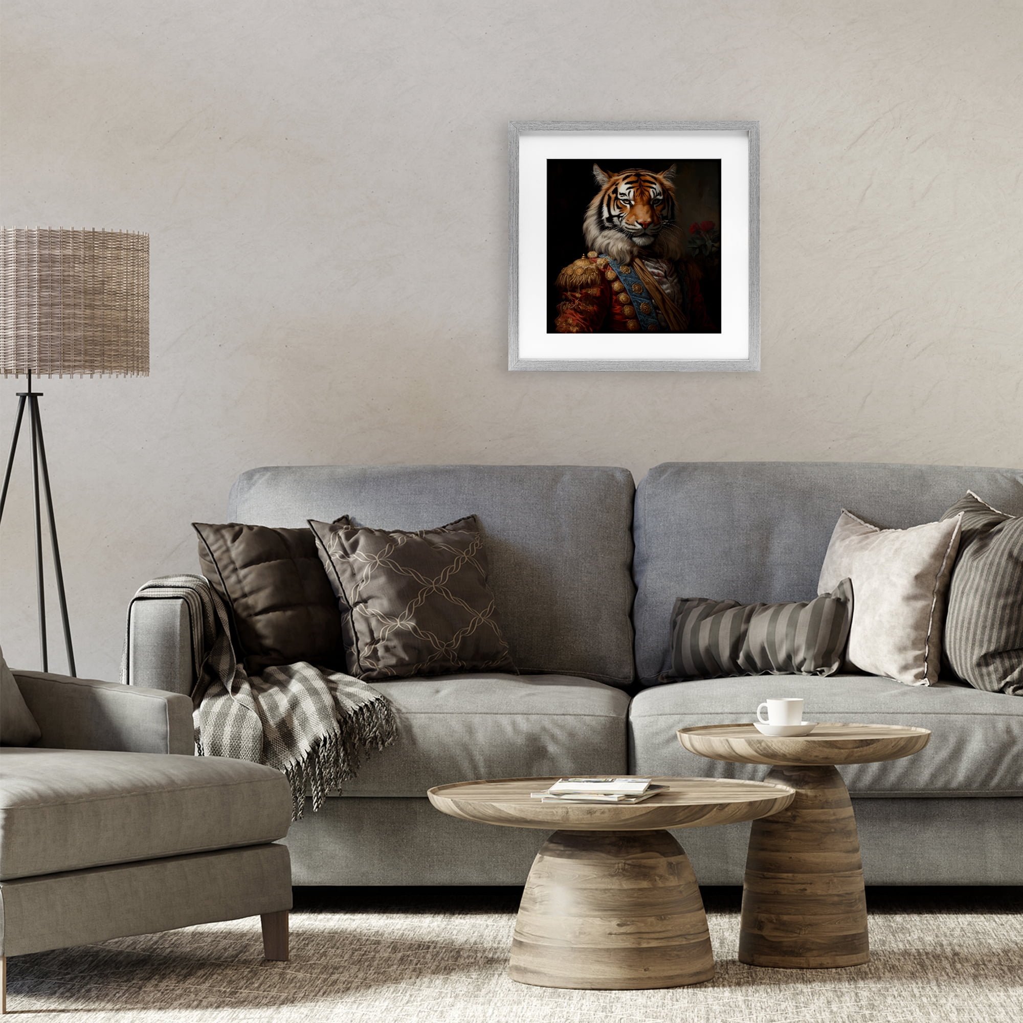 Stupell Industries Noble Tiger Transformation Gray Framed Print Under Glass, design by Lazar Studio