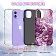 thumbnail image 2 of CASEFIV for iPhone 12/12 Pro Case,Heavy Duty Marble Shockproof Full Body Protection Phone Cover Women Girls,Purple, 2 of 8