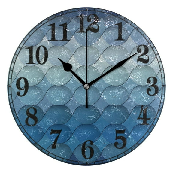 Blue Artistic Pattern Silent Wall Clock 10" Non-Ticking Battery Clock