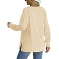 thumbnail image 4 of MOSHU Crewneck Sweatshirts for Women Side Split Long Sleeve Shirts Fashion Fall Womens Tops, 4 of 9