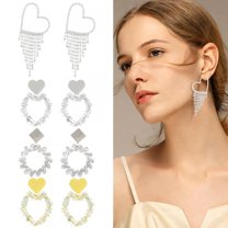 DESIGNICE 4 Pairs Statement Earrings for Women,Dense Rhinestone Layout Gold Earrings for Women,Silver Earrings Wife Girlfriend Fashion Jewelry Accessories Gift,Style4