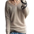 thumbnail image 4 of Vedolay Women's T Shirts Women's 2023 Casual Striped Sweatshirt Oversized Long Sleeve Pullover Tops with Pockets,Khaki S, 4 of 4
