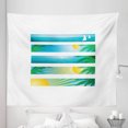 thumbnail image 1 of Beach Tapestry, Banner Style Horizontal Stripes with Exotic Elements Tropical Trees Cartoon, Fabric Wall Hanging Decor for Bedroom Living Room Dorm, 5 Sizes, Blue Yellow Green, by Ambesonne, 1 of 1