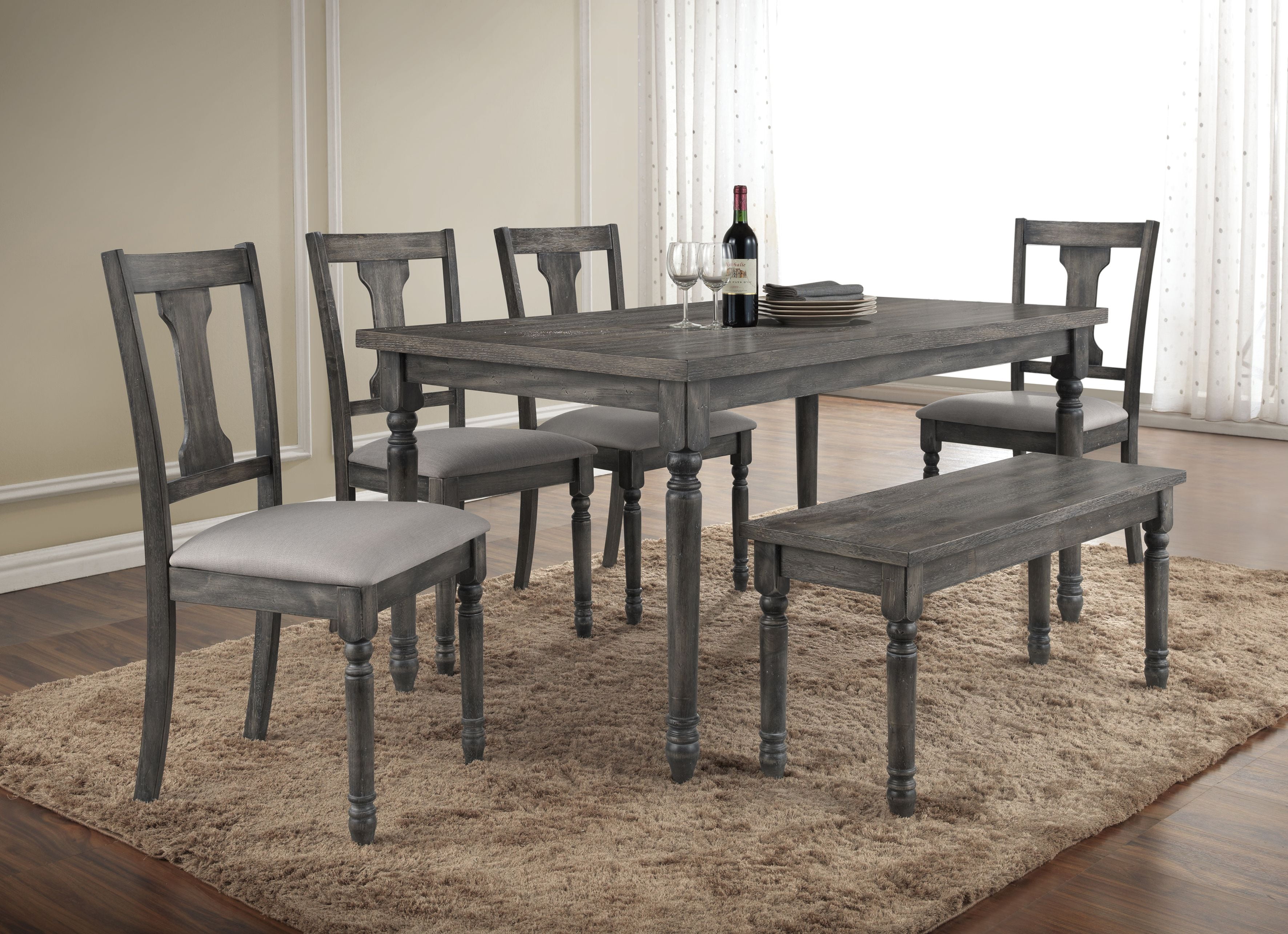 Best Master Furniture Demi 6 Piece, Meredy Dining Room Table And Chairs With Bench Set Of 6