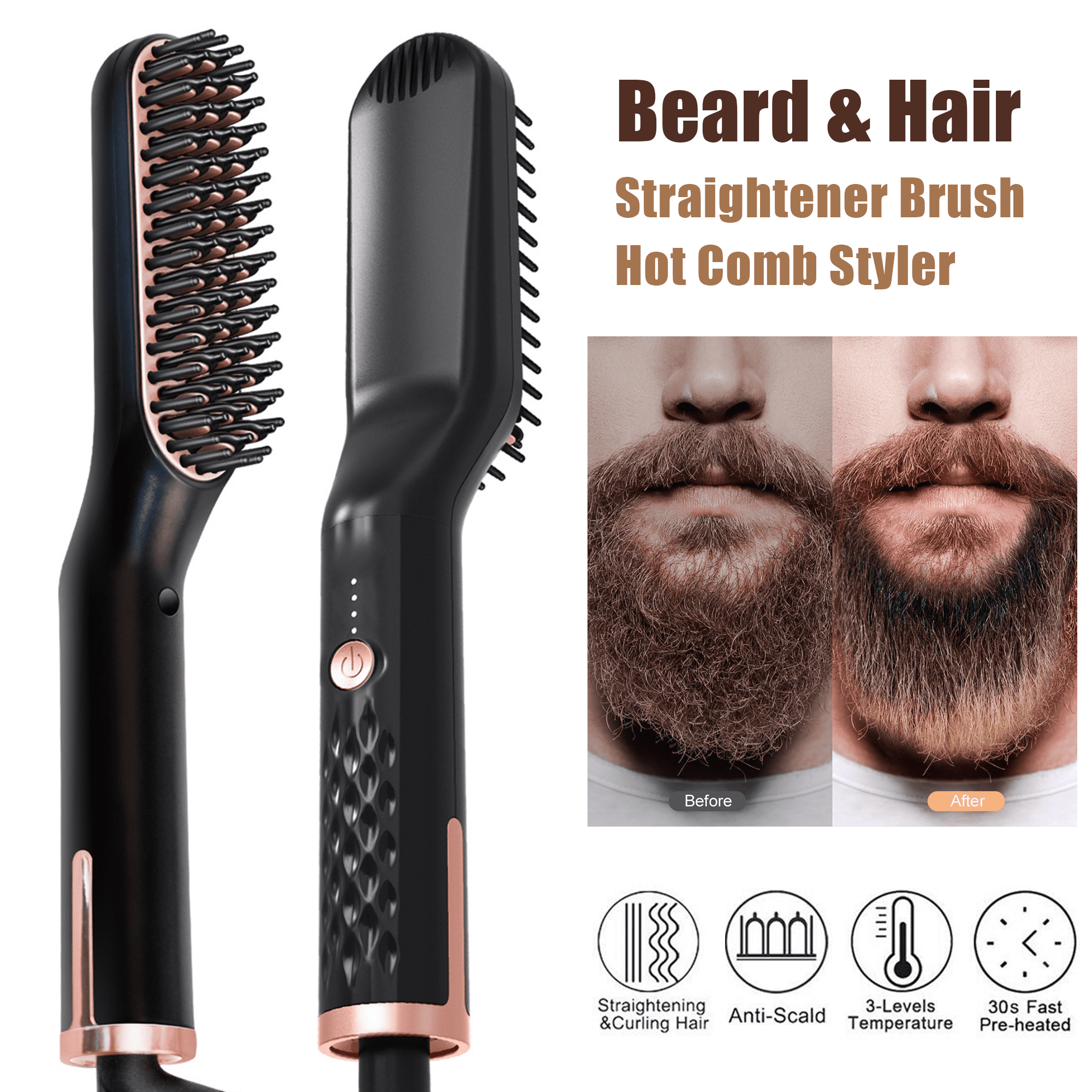ergonomic beard straightener
