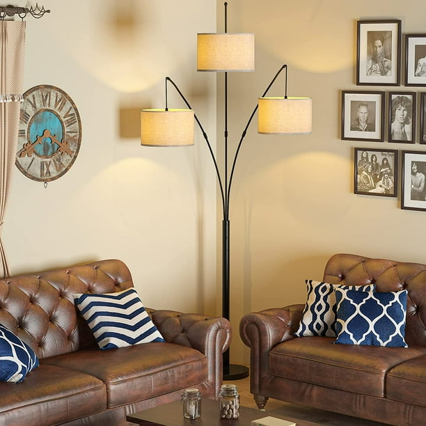 3 Light Arc Floor Lamp Adjustable Arm With Marble Base Way Switch 90 Inches Tall Standing Mid Century For Living Room Bedroom Reading Office Lighting 9w E26 Bulbs Included 3 Light Arc Floor Lamp Adjustable Arm, Adjustable 3 Arm Floor Lamp