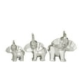 thumbnail image 6 of 12", 11", 8"H Silver Porcelain Ceramic Cubist Elephant Sculpture, by DecMode (3 Count), 6 of 8