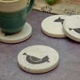 thumbnail image 4 of Original Makrana Marble Black Bird Marble Brass Inlay Coasters | Artisan Crafted Elegant 4 Sets of Coasters | Black Bird Brass Leg Inlay Design | 3x3 inch Coasters, 4 of 5