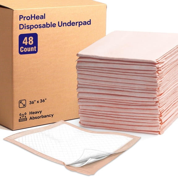Proheal Disposable Underpads (48 Pack) Heavy Absorbency 36" x 36" - Incontinence Chux Bed Pads