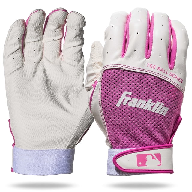 Guantes de bateo Franklin Sports Youth Flex Tee Ball, blanco/rosa