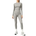 thumbnail image 2 of Workout Sets for Women 2 Piece Scrunch Butt Lifting Leggings Long Sleeve Slim Fit Tops Matching Set Gym Yoga Outfits, 2 of 6