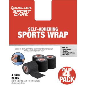Mueller Sports Wrap, 2" Black, 4-Pack (6 Yards Each)