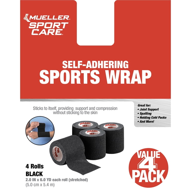 Mueller Sports Wrap, 2" Black, 4-Pack (6 Yards Each) photo 1