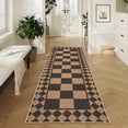 thumbnail image 5 of FairOnly Checkerboard & Diamond Washable 2'x6'Runner Rug for Bedroom Non Slip Ultra Thin Pet Friendly Carpet for Hallway Kitchen,Black Brown, 5 of 7