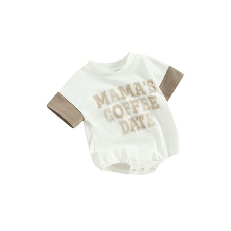 

GOODLUCKY Baby Boys Romper Letter Print Contrast Color Short Sleeve Jumpsuits