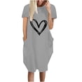 thumbnail image 2 of Jusqu'à 65 % de Réduction! Robes de Mode d'Été pour Femmes 2024 Grande Taille Robe Décontractée Ample Imprimée Manches Courtes Col en V, 2 of 5