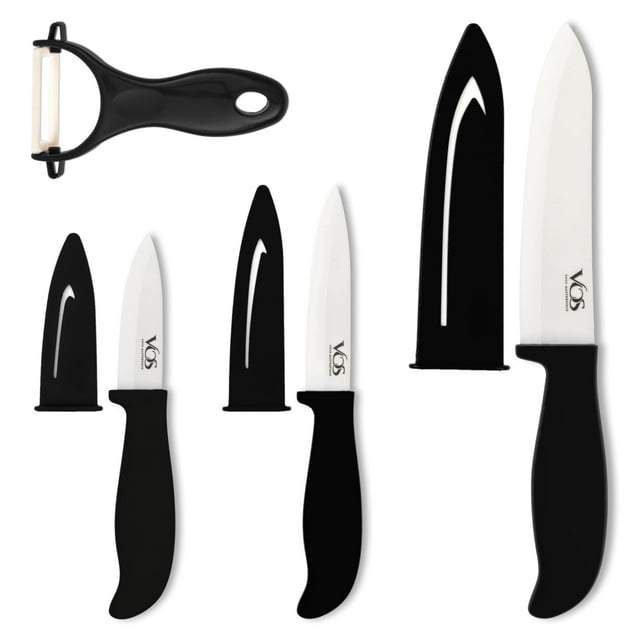 Juego de cuchillos de cerámica Vos, 7,5 cm, 10 cm, 15 cm, pelador Sharp