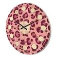 thumbnail image 3 of Designart 'Pink Leopard Pattern Retro' Mid-Century Modern Wood Wall Clock, 3 of 5