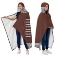 thumbnail image 2 of Wearable Blanket,Brown Silver Football Pattern Hooded Wearable Flannel Blanket for Adults & Teens with Buckle,Winter Poncho Shawl Wrap Cape,50"x60", 2 of 5