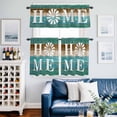 thumbnail image 2 of Teal Blue Brown Kitchen Curtains Sets for Windows 24 Inch Length, Home Vintage Farmhouse Retro Wooden Rod Pocket Window Treatments Tier Curtains and Valances Set for Bedroom/Bathroom, 2 of 8