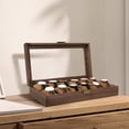 thumbnail image 5 of Vowella 12-Slot Wood Watch Box with Glass Top, Luxury Watch Display Case with Velvet Lining, Watch Organizer for Men, Brown, 5 of 11