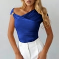 thumbnail image 3 of Pounoo Womens One Shoulder Tops Asymmetrical Solid Color Blouses Casual Slim Fit Lightweight Soft Comfy Party Wear Shirts Gift, 3 of 7